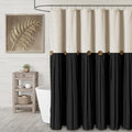 Farmhouse Shower Curtain Linen Bow Woven Fabric Country Rustic Western, Cream & Black 72" W x 72" L