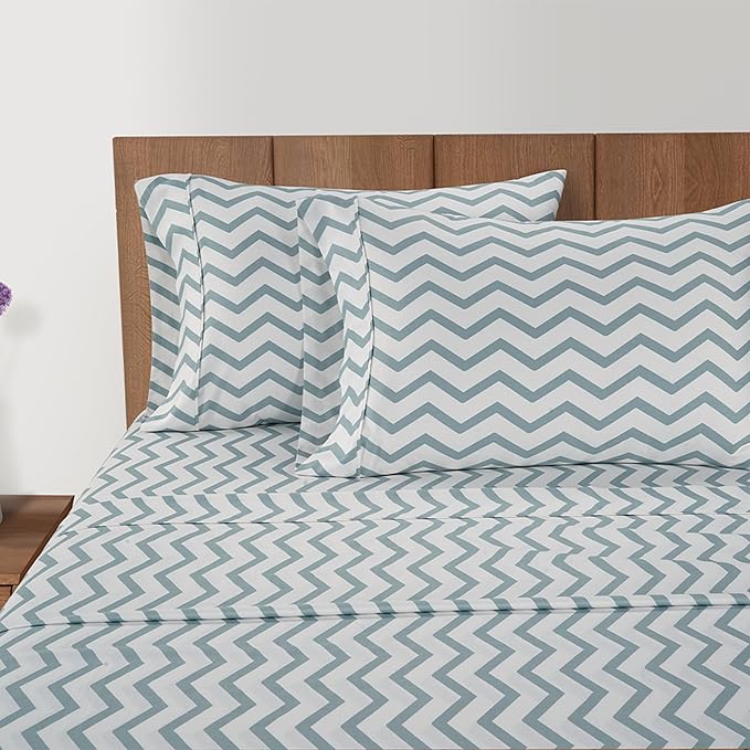 LANE LINEN Twin XL Sheets for Adjustable Bed Split King – 450 Thread Count 100% Cotton Bedsheets, Soft & Breathable Sateen Sheets, 15” Deep Pocket Fitted Sheet, Premium Hotel Quality, Chevron