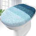 OLANLY Soft Microfiber Bathroom Toilet Lid Cover, Machine Washable Covers, 17.5x15, Stays in Place Rubber Backing, Fits Most Round, Elongated and Oblong Lids, Accessories Decor, Peacock Blue