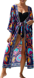 Women Casual Open Front Lightweight Cardigan Long Beach Kimono Cover Up