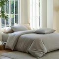 DOZ Duvet Cover Set, 100% Viscose derived from Bamboo, Organically Grown, Buttery Soft, Cooling Duvet Covers, High GSM, 1 Duvet Cover and 2 Pillowcases, 90"x90" (Dove, Full/Queen)