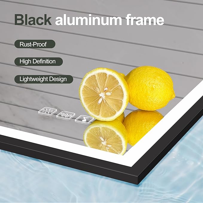 S·BAGNO 36''x36'' LED Bathroom Mirror with Lights, Bathroom Vanity Wall Mirror with Buletooth, Anti-Fog, Stepless Dimmable, 3 Colors, Tempered Glass Lighted Vanity Mirror for Bathroom