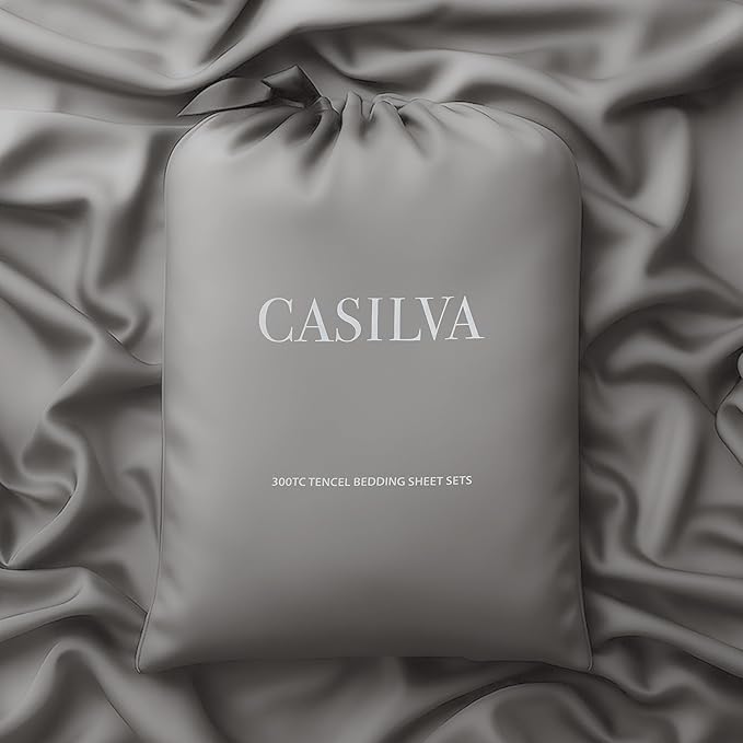 CASILVA Eucalyptus Sheets - Infused with Silver for Anti-Odor, Softer Than Silk Fibers, More Cooling Than Cotton - Perfect for Hot Sleepers & Sensitive Skin - 100% Tencel Lyocell - Full Sheet Set