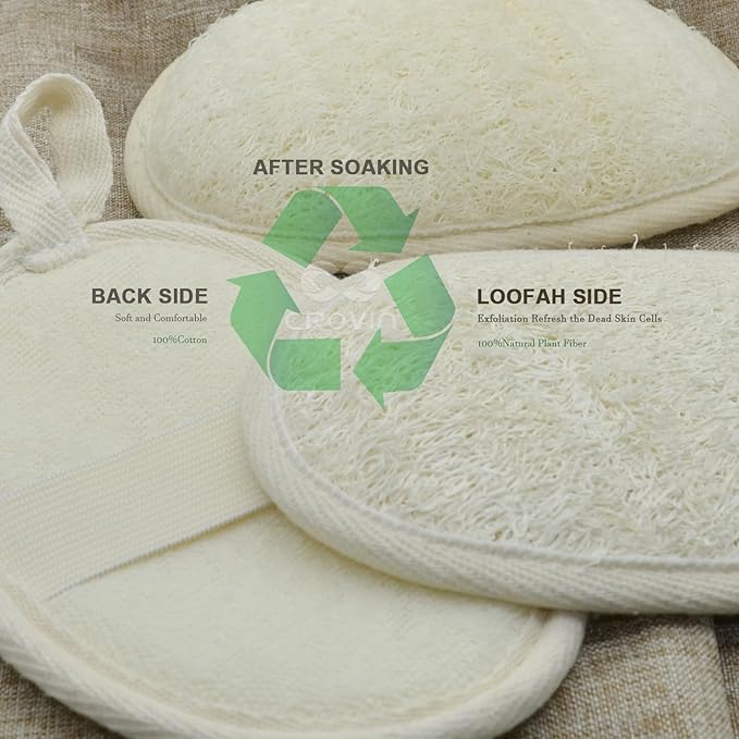 Natural Loofah Exfoliating Body Scrubber, Made with Natural Shower Loofah Sponge for Men and Women’s SPA (Pack of 2)