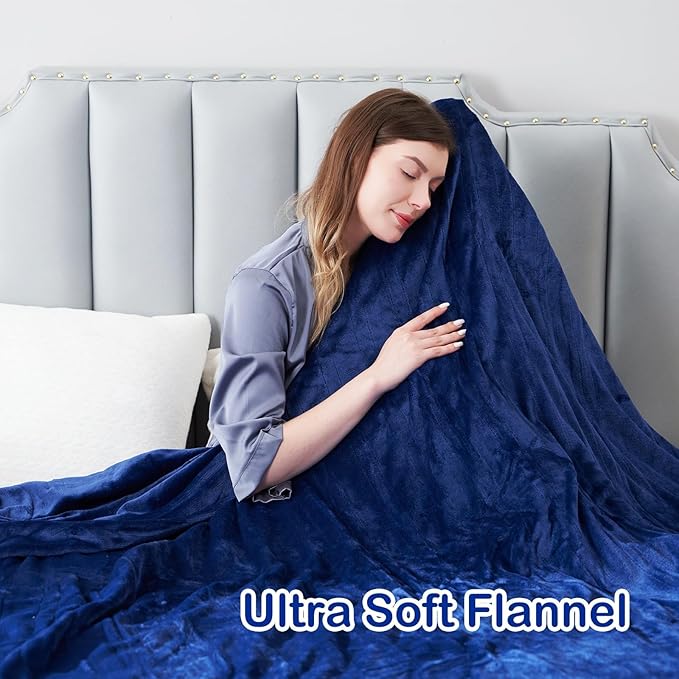 Electric Heated Blanket Twin Size 62”x84”,Cozy Soft Warmth with 6 Heating Settings 1-10 Hours Auto-Off, Energy-Saving, for Bed, Fast Heating Machine Washable, Navy Blue