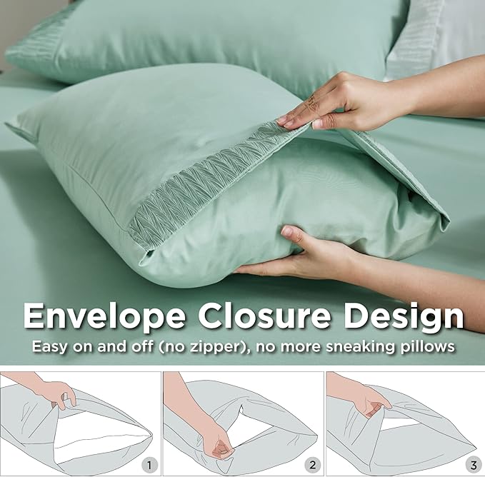 Bedsure California King Sheet Sets - 4 Pieces Soft Cal King Sheets - Breathable & Cooling - Hotel Luxury - Easy Care Polyester Microfiber Bedding for Women, Men, Mint Green