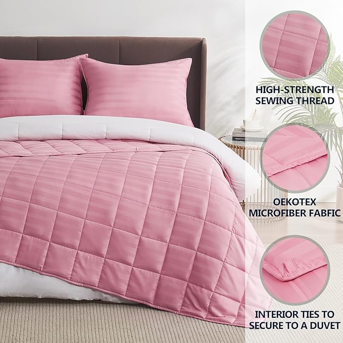 Weighted Blanket Queen Size (60"x80" 15lbs),Ultra Soft and Cozy Cooling Weighted Blanket Queen Size for Adult,Heavy Blanket with Machine Washable Soft Blanket, Pink