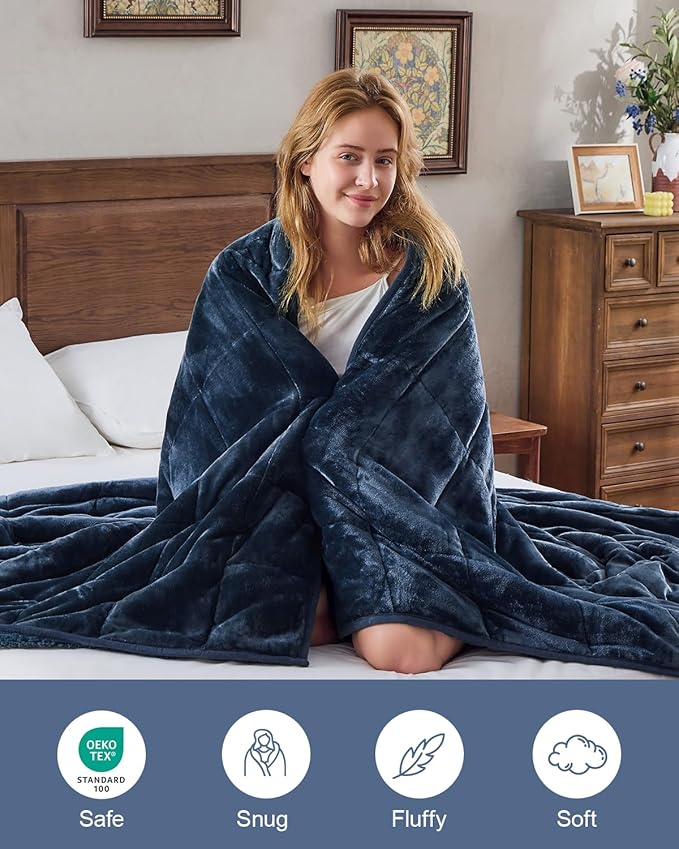 Super Fuzzy Soft Sherpa Fleece Weighted Blanket, 15 lbs Dual Sided Fluffy Heavy Weighted Blankets for Adults - No Bunching with Double Layers of Soft Inner Lining (48"x 72", 15 Pounds)