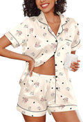 Ekouaer Pajamas for Women Set Silk Satin Pjs Shorts Sleepwear 2 Piece Loungewear S-XXL