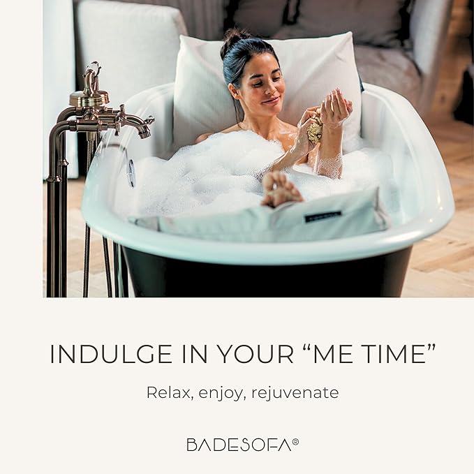 BADESOFA® Luxury Bath Pillows for Tub Full Body Set - 3-Piece Bath Pillow Set with Premium Materials & CleanDry+ - Bathtub Pillows for Head and Neck Support - Tub Pillow for Bathtub in Ivory Pearl