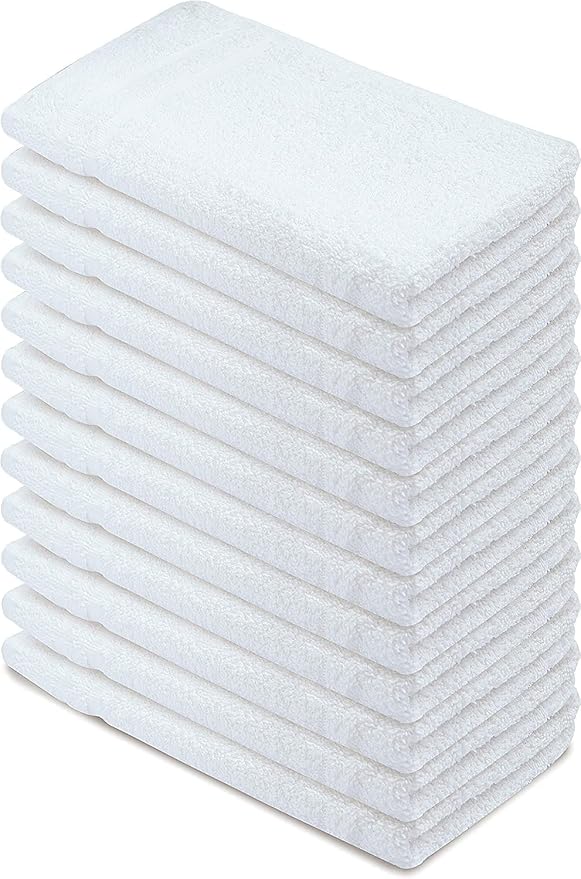 Basic Hand Towels 16x26 Inches – Bulk Pack of 96 – White Color – Soft and Absorbent Multipurpose Cotton Towels for Bathroom, Spa, Gym, Salon, Hotel, and Everyday Use