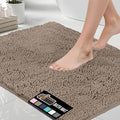 GORILLA GRIP Bath Rug Mat 36x24, Thick Absorbent Chenille, Quick Dry Microfiber Mats, Rubber Backing Washable Shower Floor Rugs, Bathmat Runner, US Designed Bathroom Home Decor Accessories Gray Beige