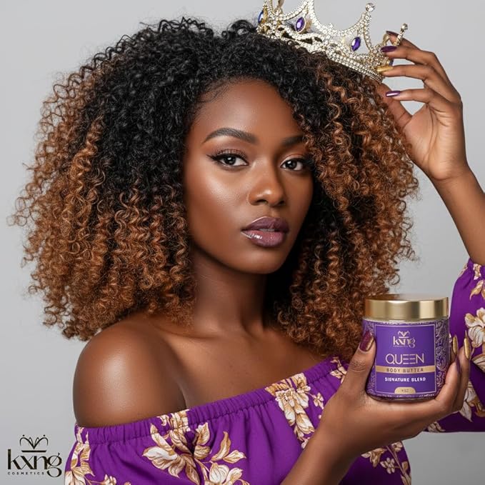 KXNG Cosmetics, Body Butter, Organic Skin Care for Men and Women, Body Moisturizer Lotions and Creams, Raw Shea Butter, Cocoa Butter, Mango, Coconut Oil, Hand, Foot, All Skin Types (Queen)