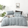 Cottonight Blue Comforter Set King Light Blue Bedding Comforter Set Solid Haze Blue Blanket Quilts Modern Soft Breathable Simple 3 Piece Baby Blue Comforter Set for Women Men King Bed