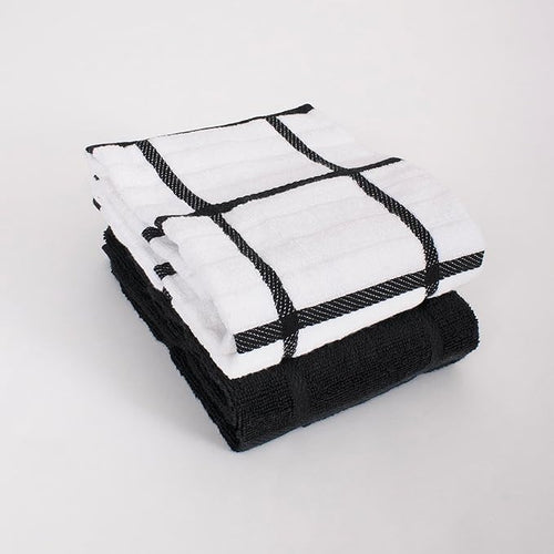 All-Clad Solid & Coordinate Kitchen Towels: Highly Absorbent, Super Soft Long Lasting 100% Cotton, 17" x 30" Tea Towels for Cleaning & Drying Dishes, Pans, Glassware, Countertops, 4-Pack, Black