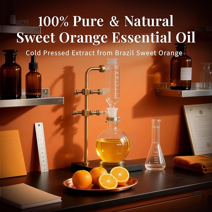 SU JUABA Orange Essential Oil 4 Fl Oz, 100% Pure Natural for Mood Boost, Diffuser, Skin Care, Aromatherapy- 118ML