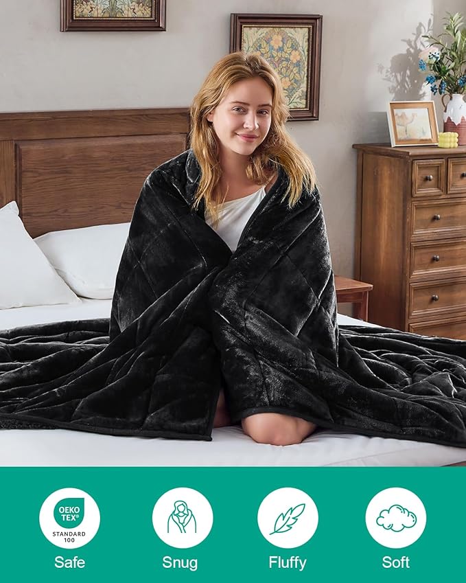 Super Fuzzy Soft Sherpa Fleece Weighted Blanket, 20 lbs Dual Sided Fluffy Heavy Weighted Blankets for Adults - No Bunching with Double Layers of Soft Inner Lining (80"x 87", 20 Pounds)