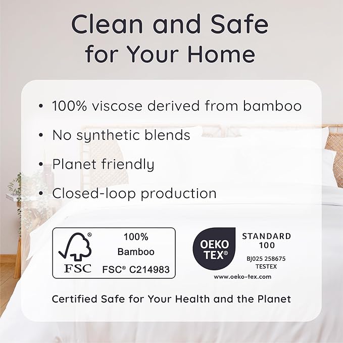 Bambaw 100% Viscose Derived from Bamboo Sheets California King Size – 4pcs Deep Pocket Cooling Sheets, Fits Up to 16'', Buttery Soft Bed Sheets, Luxury Bed Sheets California King Set (White)