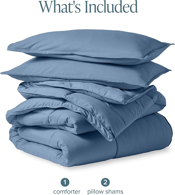 Bare Home Comforter Set - Queen Size - Ultra-Soft - Goose Down Alternative - Premium 1800 Series - All Season Warmth (Queen, Coronet Blue)