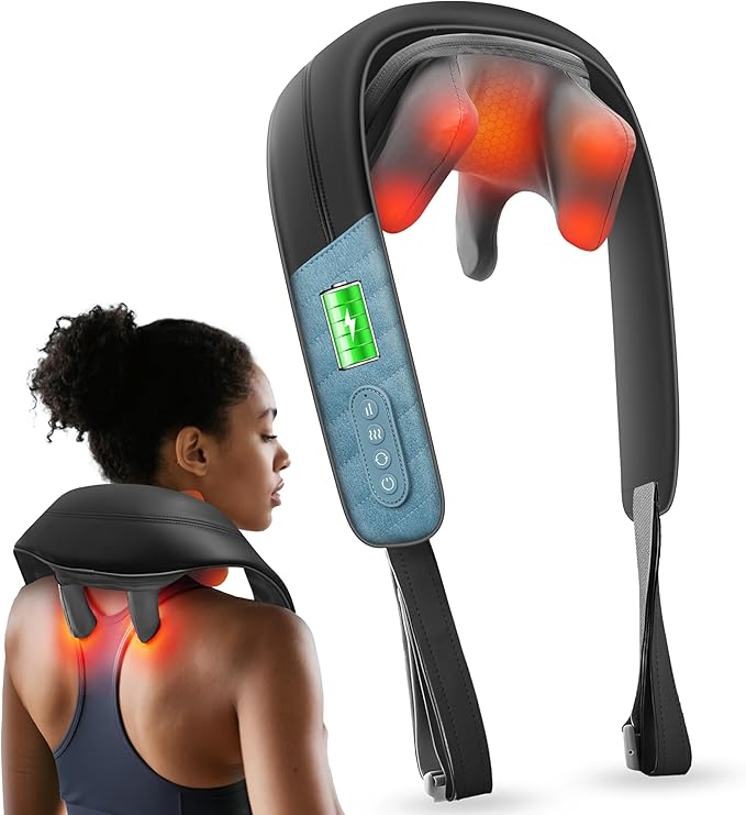 COMFIER FSA Eligible Shiatsu Neck Massager with Heat for Deep Tissue, Electric Shoulder and Back Massager for Pain Relief, Hands-Free Cordless 4D Kneading Massage, Gift for Women Men Mom Dad
