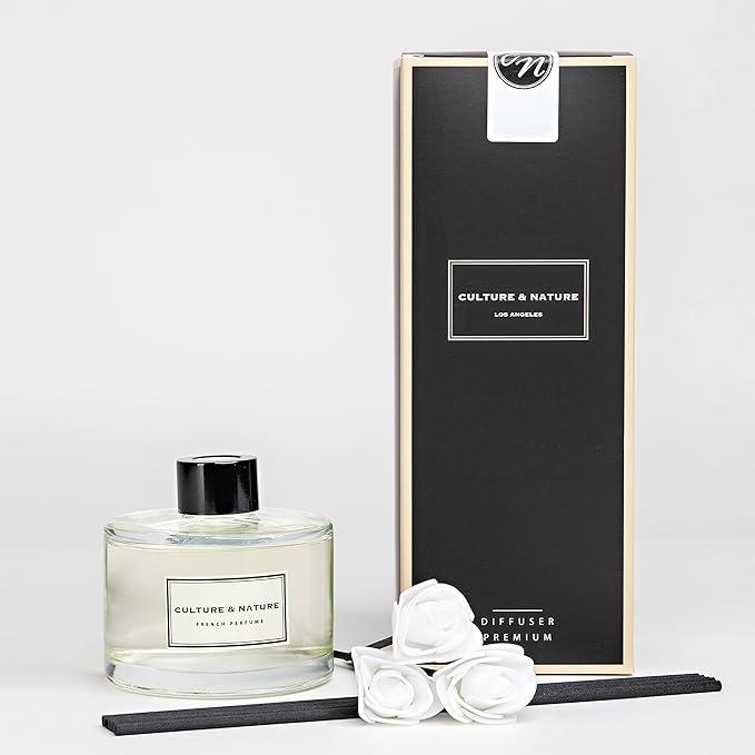 CULTURE & NATURE Reed Diffuser Set 6.7oz (200ml) French Perfume Scented Diffuser with Sticks Home Fragrance Reed Diffuser for Bathroom Shelf Decor