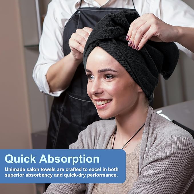 48 Pack Salon Towels - Highly Absorbent and Quick Drying Hand Towels, Premium Wash Cloths for Bathroom, Gym, Shower, Hotel, and Spa - 16x27 inch (Black)