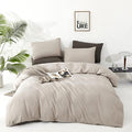 KAREVER Light Khaki Comforter Set Twin Size Oatmeal Color Bedding Set Boys Girls 3 Pieces Champagne Twin Bed Blanket Set All Season Gift