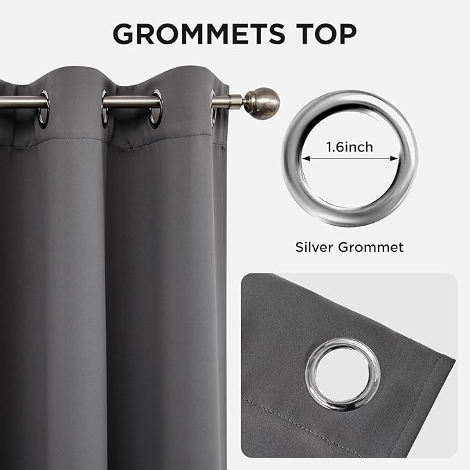 Joydeco Blackout Curtains 63 Inch Length 2 Panels Set, Thermal Insulated Long Drapes 2 Burg, Room Darkening Grommet Drapes for Living Room Bedroom Window