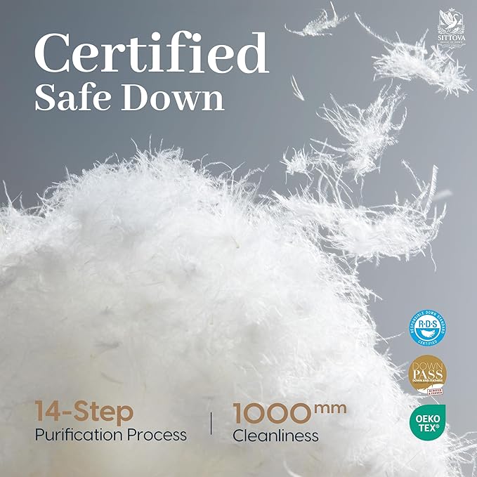 Goose Down Fiber Comforter Oversized Queen – All-Season Hotel Quality Duvet Insert, High Fill Power, Ultra Soft 100% Cotton, Box-Stitched, Breathable, Luxurious White Bedding, 98"x 98"