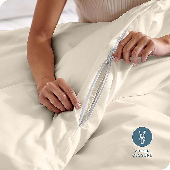 Bare Home Bedding Duvet Cover Queen Size - Premium 1800 Super Soft Collection - Lightweight, Cooling Duvet Cover - Soft Breathable Bedding (Queen, Sand)