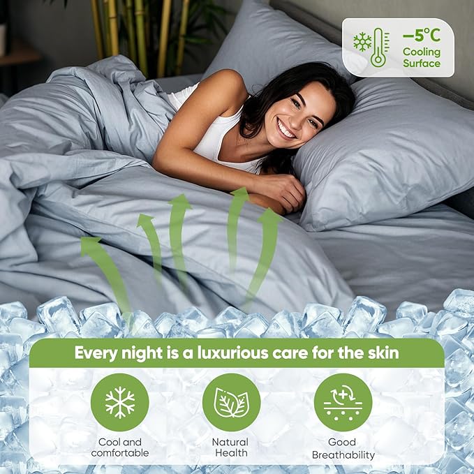 TWK Luxury Sheet Set, Genuine 100% Viscose Derived from Bamboo, Cooling & Breathable, Silky Soft, Bedding Sheets & Pillowcases (Sterling Blue, King)