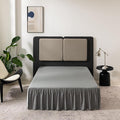 Grey Bed Skirt Queen Size Ruffled Bed Skirt with Split Corners, Queen Bed Skirt 16 Inch Drop, TSUTOMI Queen Size Bed Skirt Grey for Ruffled Bed Skirt with Split Corners, Bed Skirts Queen Size