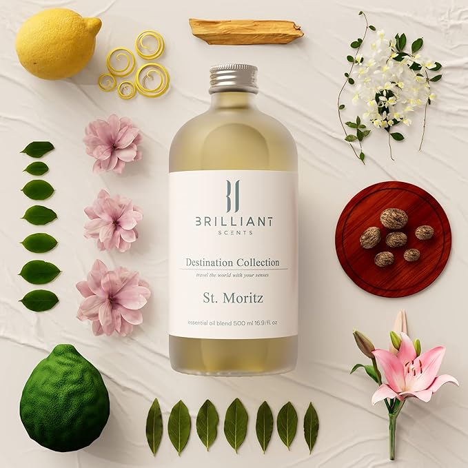 Brilliant Scents Fragrance Oil Set - Hotel Collection Diffuser Oil for Natural Aromatherapy - for Perfume, Home, Gym, Office, Candles - 16.9 FL OZ Size - St. Moritz