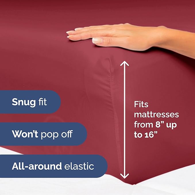 Cal King Size 4 Piece Sheet Set - Extra Soft, Breathable & Cooling Sheets - Hotel Luxury Durable Bed Sheets for Women & Men - Deep Pockets, Easy-Fit & Wrinkle-Free Sheets - Berry Oeko-Tex Bed Sheets