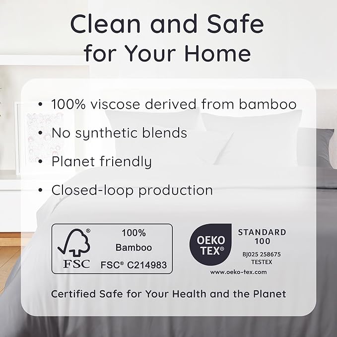 Bambaw 100% Viscose Derived from Bamboo Fitted Sheet Full Size, Cooling Fitted Sheets Only, Full Mattress Fitted Sheet Only, 15’’ Deep Gray Fitted Sheet Full, Soft Fitted Sheet with Straps (Dark Gray)