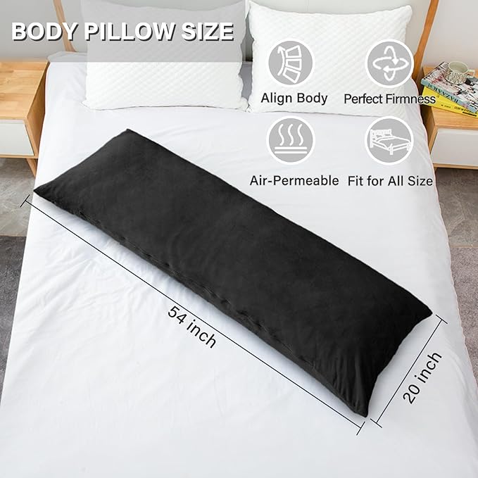 Body Pillow, Memory Foam Body Pillows for Adults Sleeping, Long Pillow for Bed, Big Large Firm Full Body Pillow for Side Sleeper, 20x54 Inch, Black