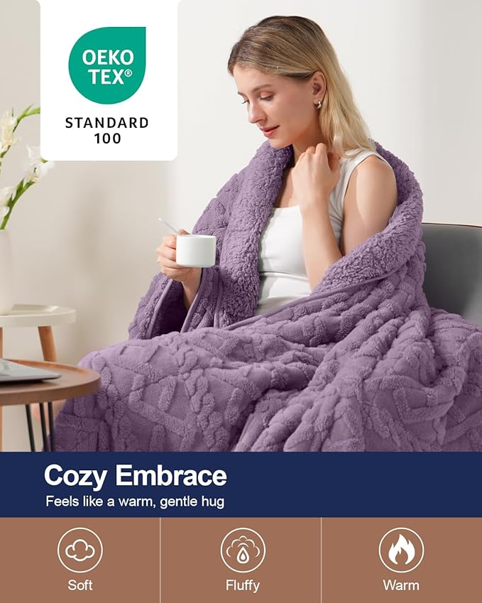 Super Fuzzy Soft Sherpa Fleece Weighted Blanket, 15 lbs Dual Sided Fluffy Heavy Weighted Blankets for Adults - No Bunching with Double Layers of Soft Inner Lining (48"x 72", 15 Pounds)