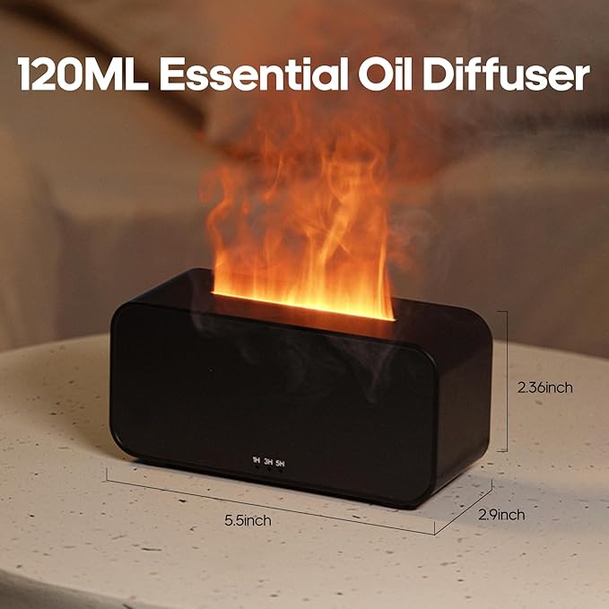 Essential Oil Air Diffuser Flame Oil Diffusers for Home,Colorful Water Vapor Fireplace Fire Humidifier for Aromatherapy Aroma Therapy Cordless Machine Room Bedroom