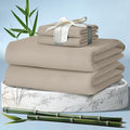 DECOLURE 100% Viscose Derived from Bamboo Sheets Full Size 4pcs - Ultra Soft & Luxuriously Cooling, 17" Deep Pocket, Double Stitching, Perfect for Hot Sleepers - Full Bed Sheets (Taupe)