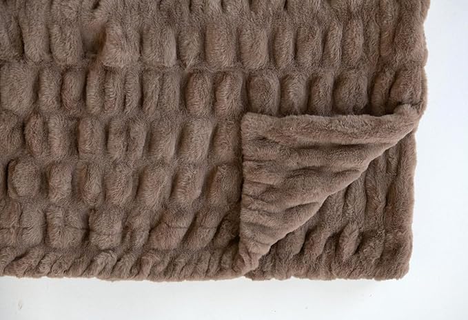 Minky Couture Hugs Blanket - Extra Plush Blanket for Premium Gifting - Stretchy Bubbled Cozy Throw - Silky Smooth - Durable & Machine-Washable - Travel-Friendly - Monster, Milk Chocolate