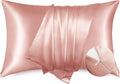 Bedsure Satin Pillowcase with Zipper, Similar to Silk Pillow Cases 2 Pack, Satin Pillow Cases Queen, Silky & Soft Peach Pink Pillow Cover for Hair and Skin, Gifts for Women Men, 20x30 Inches