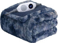 Westinghouse Electric Heated Throw Blanket, Faux Fur with 6 Heating Levels & Auto Off, Soft Cozy Sherpa Washable Blanket (50" x 60", Indigo)