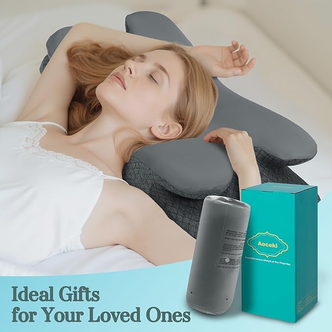 Cervical Neck Pillow for Sleeping,Memory Foam Pillows for Neck Pain Relief,Ergonomic Neck Support Contour Pillow for Side Back Stomach Sleepers,Orthopedic Breathable Pillowcase(Dark Grey)