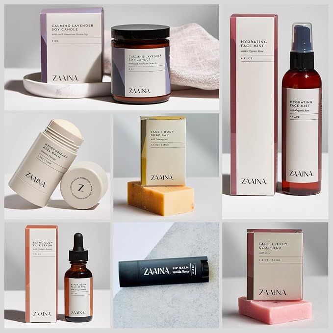 Birthday Gift Set for Women - Bath and Body Gift Set for Her, Relaxing Spa Kit Package, Self Care Gift Basket for Mom, Wife Friend Sister by ZAAINA (PREMIUM Birthday Spa Set w/ Candle)