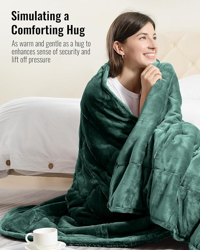 Uttermara Weighted Blanket for Adults, Twin Size Heavy Blanket with Reversible Soft Shiny Velour Fleece and Cozy Warm Sherpa for Couch Bed, Calming and Relaxing, 48 x 72 inches 12 lbs in Green