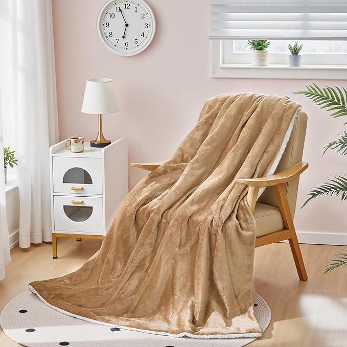 Electric Heated Blanket Twin 62"x84" - Soft Silky Flannel & Fluffy Sherpa Blanket with 9 Heat Levels & 2-10 Timer, ETL Certified & Overheat Protection, Gift for Grandma Grandpa, Brown