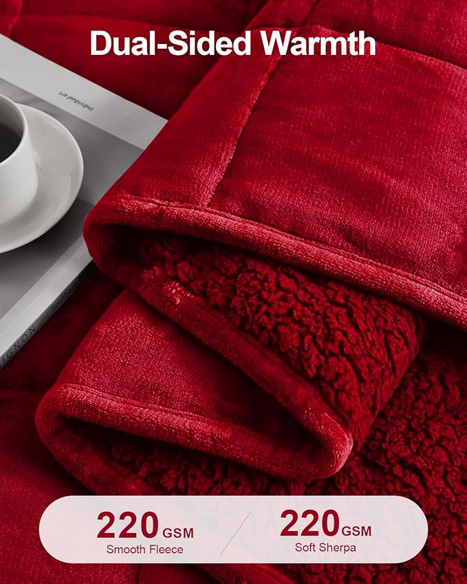 Super Fuzzy Soft Sherpa Fleece Weighted Blanket, 15 lbs Dual Sided Fluffy Heavy Weighted Blankets for Adults - No Bunching with Double Layers of Soft Inner Lining (60"x 80", 15 Pounds)