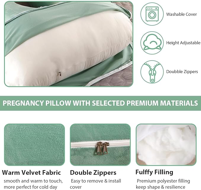 BATTOP Pregnancy Pillows for Sleeping,Full Body Maternity Pillow,Support for Back,HIPS,Legs,Belly for Pregnant Women,Pregnancy Pillow with Removable Cover