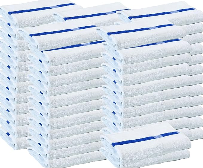 Towels N More 24x48 Soft Poolside Towels 60 Large Super Absorbent Pool Towel Blue Center Stripe Home Spa Gym Hotel Motel Rental House 100% Cotton Bath Towels