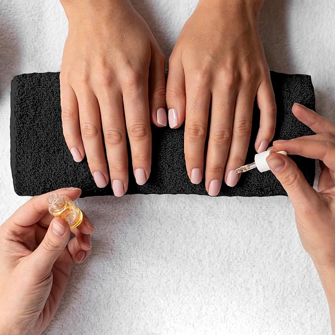 24 Pack Black Hand Towels 100% Cotton Spa Towels 16x26 inches Highly Absorbable Facial, Gym, Hair and Face Towels in Bulk Brand